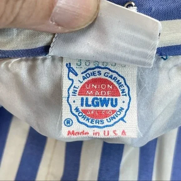 Vintage Bill Blass Blue and White Stripe Pencil Skirt Size 8 Made in USA - Picture 7 of 11